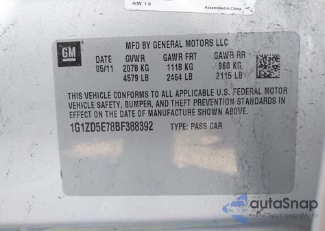 2011 Chevrolet Malibu 2Lt из США, поврежденный, VIN 1G1ZD5E78BF388392